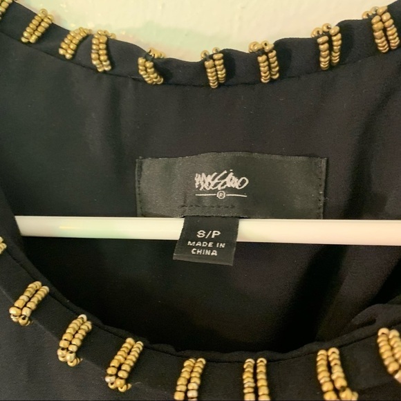 Mossimo Sleeveless Tiered Blouse Black Gold Beaded - Picture 5 of 9